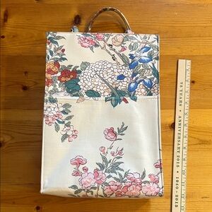 Camelier & Buckley Tote Bag Floral Print Cream Multicolor Large Top Handle